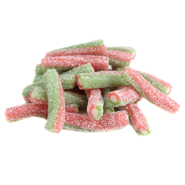 Sour Strawberry Apple licorice twist candy showing the detailed red strawberry and green apple stripes