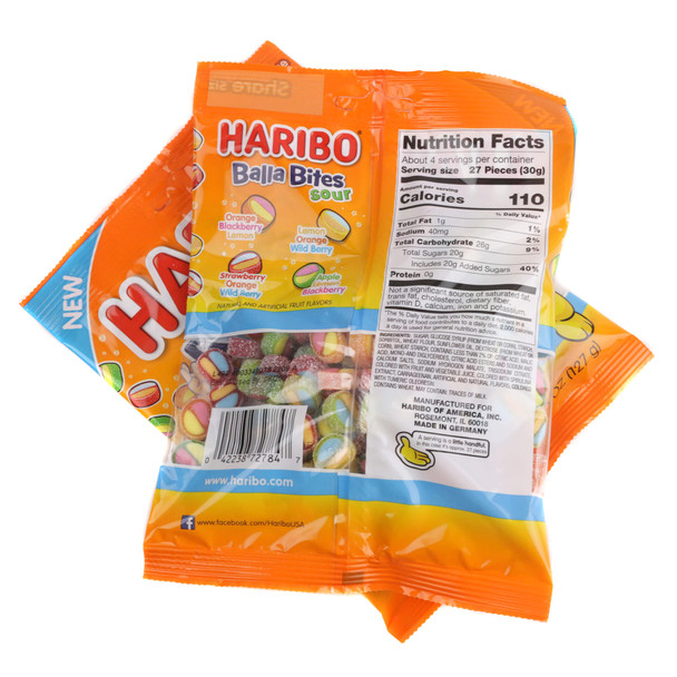 Haribo Sour Balla Bites 4.5oz Bag 12 Pack