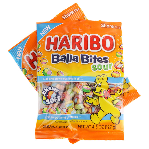 Haribo Sour Balla Bites 4.5oz Bag 12 Pack