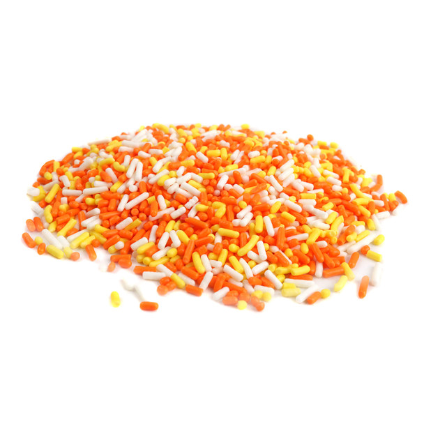 Candy Corn  sprinkles made of yellow, orange, and white great for Halloween cupcakes