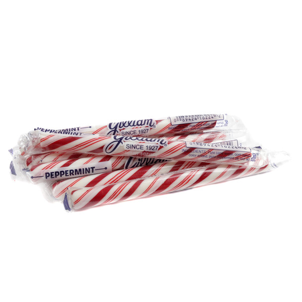 Gilliam Old Fashioned Peppermint Stick Candy, 80 red & white striped individually wrapped 5-inch hard candy sticks.