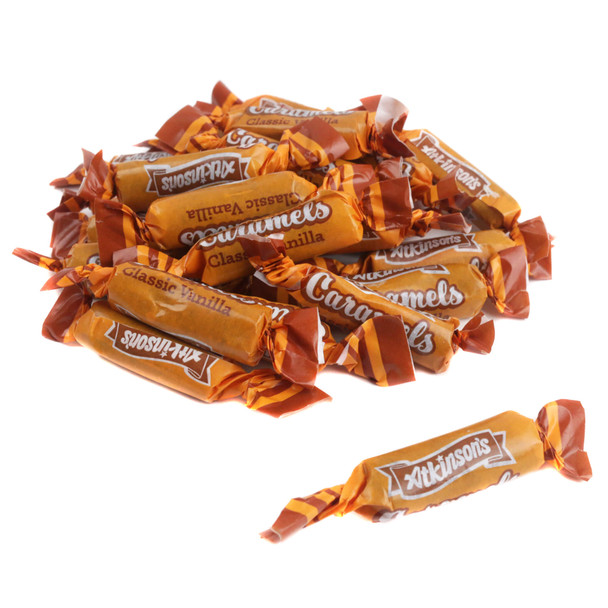 Individually wrapped bulk Atkinson vanilla caramels for events and offices