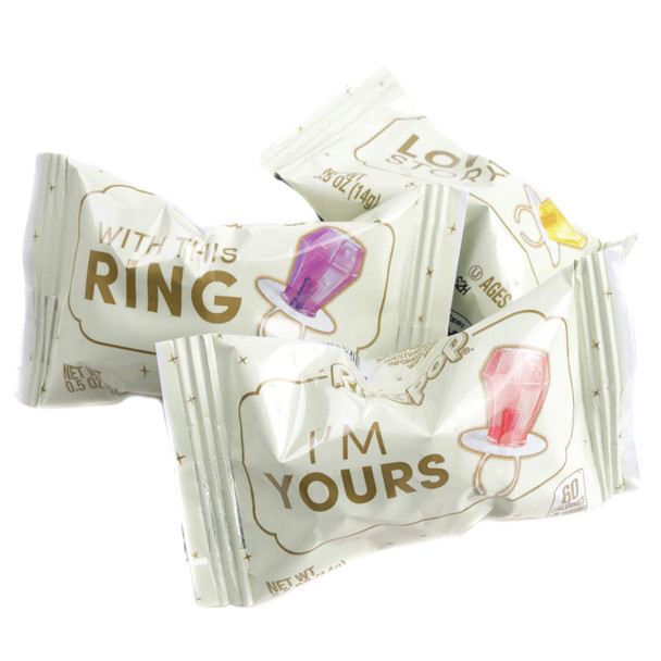 Assorted 15-piece Ring Pop Wedding featuring wrapped candy ring pops for party favors and bachelorette celebrations