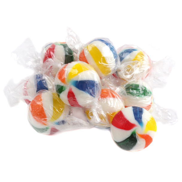 Individually wrapped cherry beach ball candies