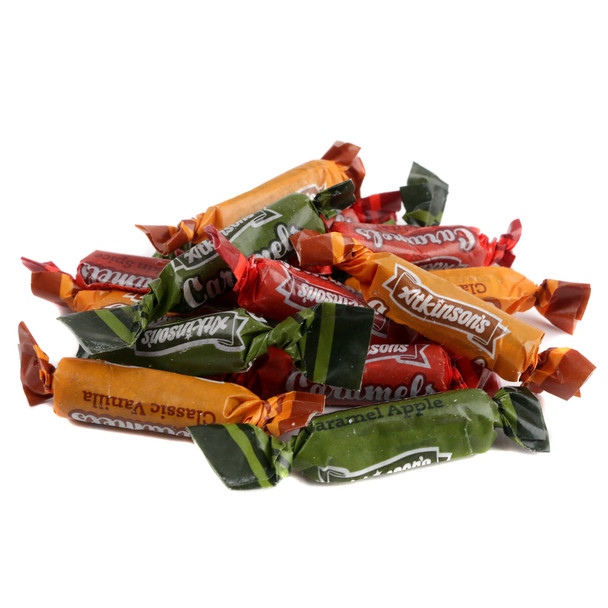 mixture of atkinson fall caramels including pumpkin spice, vanilla, and caramel apple