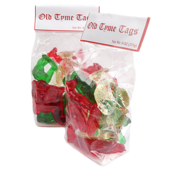 Bag of Melville Handmade holiday Christmas barley toy candies on a plain white background