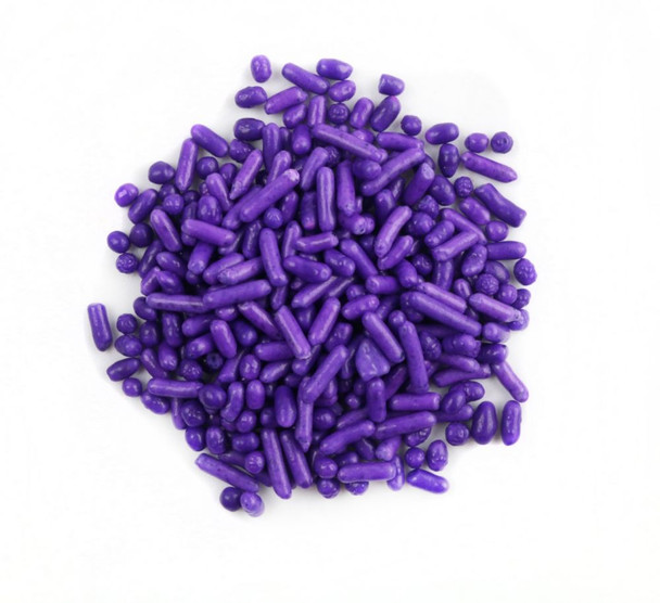 Vibrant single-color purple sprinkles by Sprinkle King, ideal dessert topping for baking, cakes, cookies, and Mardi Gras.