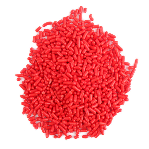 Bright red sprinkles for baking, Valentine's Day desserts, candy toppings. Made in USA.