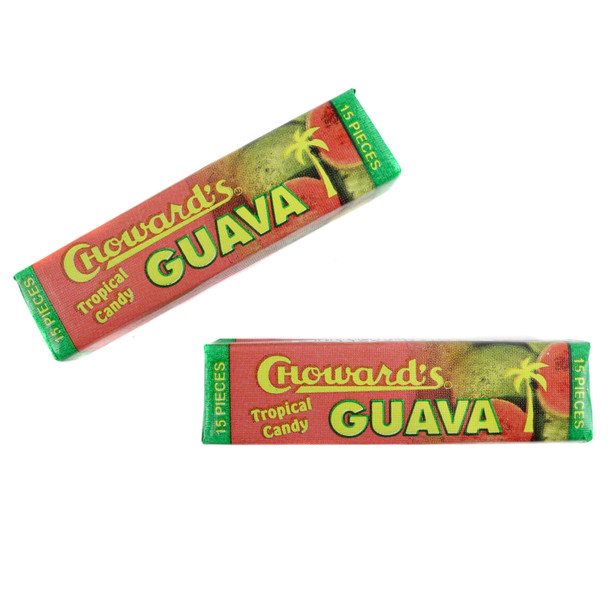 Chowards Guava Mints, 24 vibrant square-shaped packs, each containing 15 mints. Made in USA.