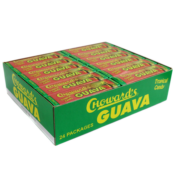 Chowards Guava Mints, 24 packs of 15 square, vibrant tropical guava flavored mints. Made in USA.