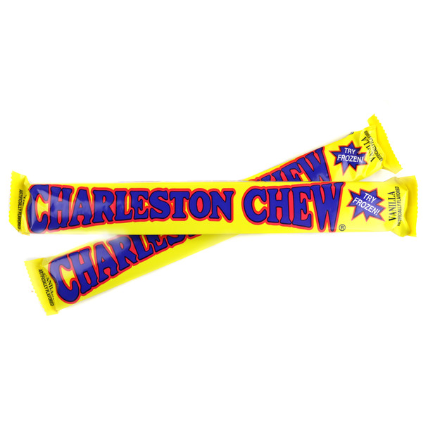 Charleston Chew Vanilla, 24 individually wrapped candy bars, creamy vanilla nougat with rich dark chocolate coating.