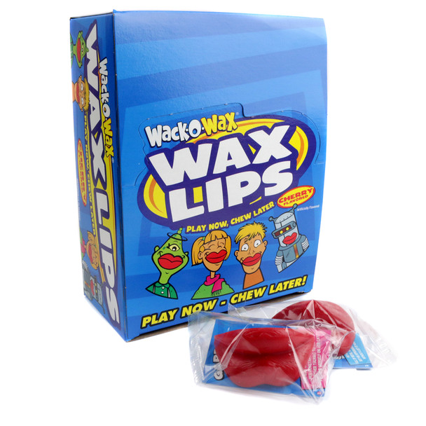 24 red wax lips, fun old-fashioned novelty goofy candy, classic retro treat, gluten-free.