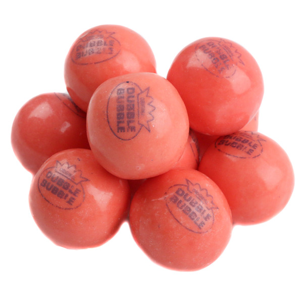Dubble Bubble Original Gumball 1928, vibrant pink 1-inch diameter gumballs, approximately 50 per pound.