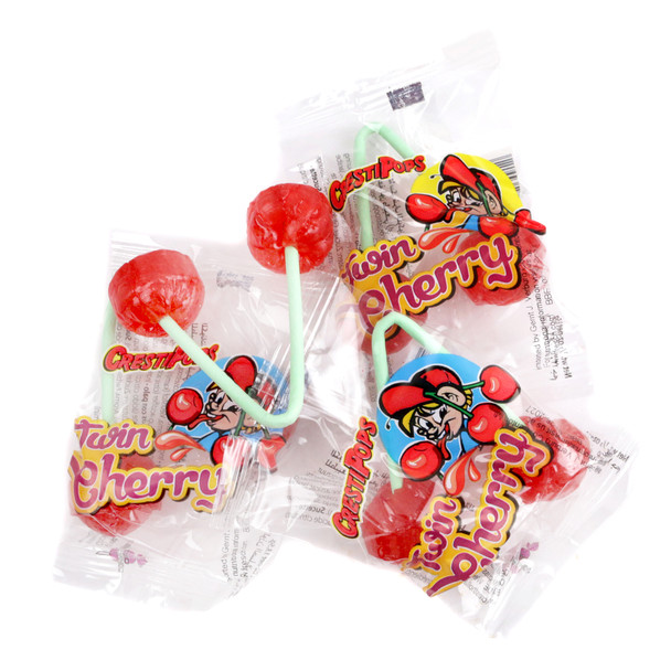 Twin Cherry Lollipops 1LB Bulk Individually Wrapped Cherry Candy