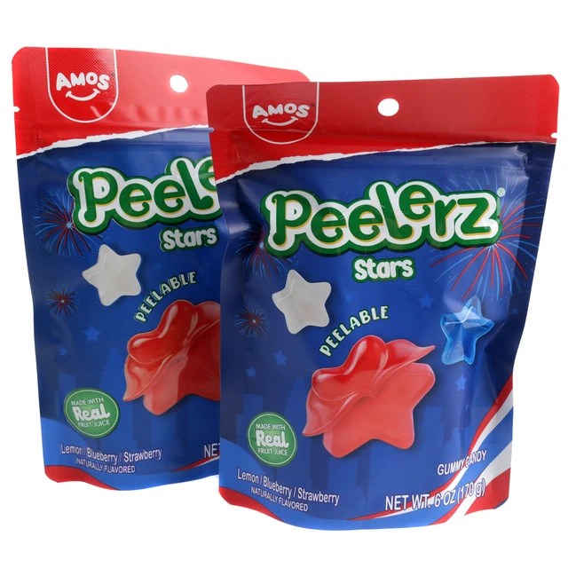 Peelerz Red, White and Blue Gummy Stars 6oz bag