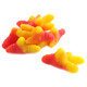 Gummy chicken feet candy, approximately 75 pieces per pound. Whimsical, chewy gag gift for candy buffets, themed parties.