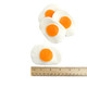 Giant gummy fried eggs candy. Peach flavored, white and yellow gummies, approximately 35 pieces, 3 inches each.