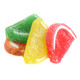 Boston Fruit Slices Mini, 5 lb box. Rainbow colors, sugar-sanded, soft, chewy orange, lemon, lime, cherry candy.
