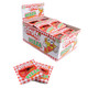 48 individually wrapped realistic mini gummy pizzas, topped with red tomato, green pepper, mushroom, and yellow mozzarella.