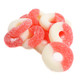 Rosy red, sugar-covered Gummy Watermelon Rings, 1 pound, approx 75 rings, made in USA.