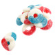 Red White Blue Gummy Rings, sour cherry, blue raspberry, approx 60 count per pound, Made in USA.