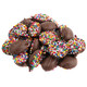 Ashers Milk Chocolate Nonpareils. Delicious milk chocolate dollops covered in bright, multi-color candy seeds. USA-made.