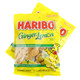 Haribo Ginger Lemon Gummies 4oz bag. Yellow, amber sugar-dusted pieces. Sweet, tangy ginger and lemon candy.