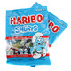 Haribo Smurfs Gummies, 4oz bag, vibrant blue smurf-shaped soft chewy candies with blue raspberry flavor.