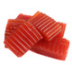 Bright red Licorice Tire Tracks candy, soft, chewy, sweet strawberry flavor, imported from Finland.