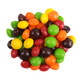 Colorful rainbow Skittles candy, crunchy shell, chewy fruity center, approximately 440 vegan Skittles per pound.