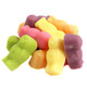 Mixed fruit-flavored Jelly Babies gummies, approximately 60 pieces, dusted with powdered sugar. Red, orange, yellow, green, black.