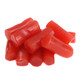 Finnska Strawberry Red Licorice Bites, bright red, chewy texture, about 60 pieces per pound.