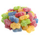 Sour Gummy Blockheads, rainbow-colored, bulk, approx. 155 per pound. Strawberry, orange, lemon, apple, blueberry.