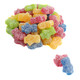 Rainbow sour gummy blockheads, bulk unwrapped, 155 per pound, strawberry, orange, lemon, apple, blueberry.