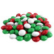 Christmas Milk Chocolate Gems, vibrant red, white, green crunchy candy shells, approx 400 per pound, holiday treats.