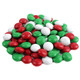 Christmas Milk Chocolate Gems, crunchy red, white, green candy shells, approx 400 per pound, festive holiday treats.