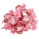 Goetze's Strawberry Caramel Creams, vibrant red chewy Bull's-Eye candy, approximately 40 pieces per pound.