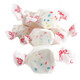 White Taffy Town Salt Water Taffy, frosted cupcake flavor, with colorful rainbow sprinkles. Individually wrapped, approx 65 pieces.