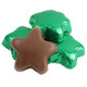 Bright green foil-wrapped Madelaine milk chocolate stars, 1.5 inches, 45 per pound. Perfect for St. Patrick's Day.