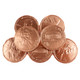 Copper foil-wrapped milk chocolate pennies, 1 1/2 inches, stamped like real coins. Approx. 70 per pound.