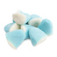 Vidal Blue Raspberry Gummy Drops, sky blue, sugar-dusted, fruity, approximately 80 pieces per pound.