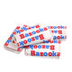 Large tub of 225 classic pink Bazooka bubble gum pieces, individually wrapped with cartoon comics. Retro blue, red packaging.