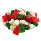Albanese Christmas Gummy Bears, 1lb bag with approx 120 red, white, green gummy bears, cherry, strawberry banana, apple flavors.