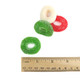 Christmas Gummy Wreaths, 55 per pound. Red Cherry, white Strawberry Banana, green Apple sugar coated gummies, gluten-free.
