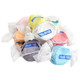Vibrant, multicolor sugar free assorted salt water taffy, 65+ pieces. Flavors include red strawberry, blue raspberry, green apple.