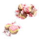 Bright yellow, brown, and pink Taffy Town Salt Water Taffy, Banana Split flavor, approximately 65 pieces per pound.