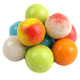 A pile of Dubble Bubble Lightning Bolts sour fruit-flavored gumballs showing their distinct colorful shells.