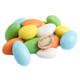 Easter Jordan Almonds, bulk unwrapped, crunchy candy in pastel, white, and sparkle colors, 110 per pound.