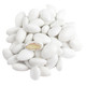 White Jordan Almonds, a pile of elegant crunchy candy coated almonds for weddings, baby showers. Approx 110 per pound.