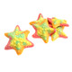 Colorful gummy starfish, bumpy texture, tropical cherry & citrus orange flavors, yellow & green swirls, bulk, approx 35/lb.